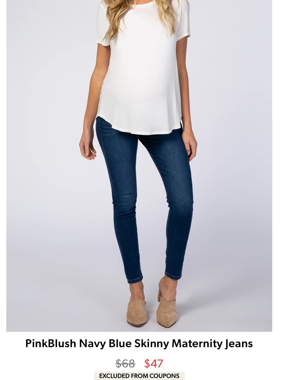 PinkBlush Navy blue skinny maternity jeans 28